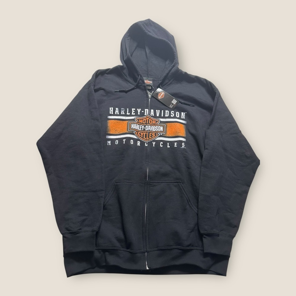 Harley-Davidson Men's Custom Iconic B&S Hoodie Mens Large Black Full Zip New